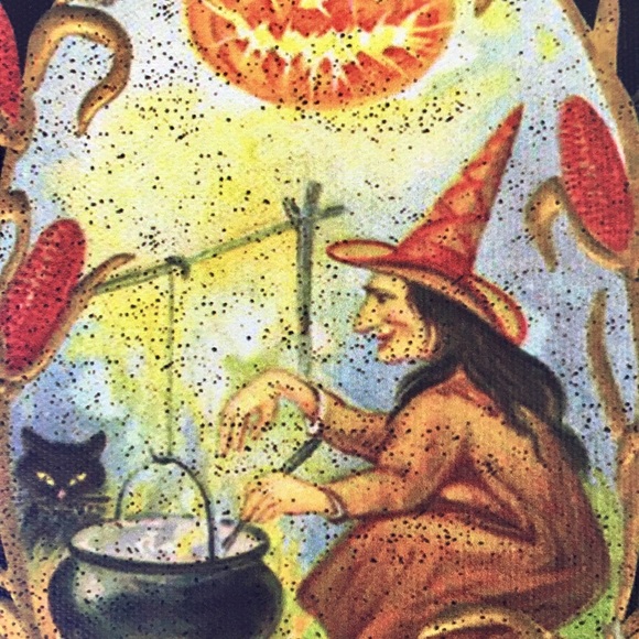 Halloween Book of Spells Box Old World Witch Cat - Picture 4 of 9
